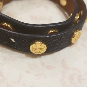 Tory Burch Jewelry - Tory Burch Leather Wrap Bracelet Denim Gold Tory Burch Jewelry - Tory Burch Leather Wrap Bracelet Denim Gold